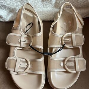 Zara Women’s Beige Double Buckle Slide Sandals